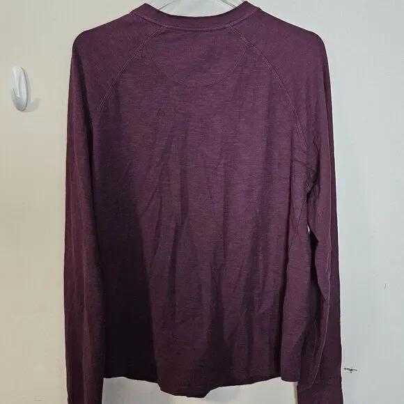 Good Man Soft Slin Long Sleeve Henley Pullover Mens Purple Size Medium